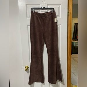 High-Rise Ribbed Velour Flare Pants - NWT